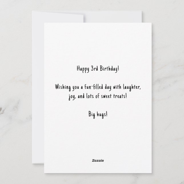 Nom personnalisé Carte de gâteau 3e anniversaire (Dos)