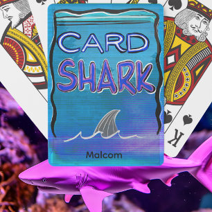 Nom personnalisé, Carte requin, Cartes de jeu bleu