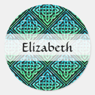 Nom personnalisé Céltic Knot : Bleu Vert Stickers