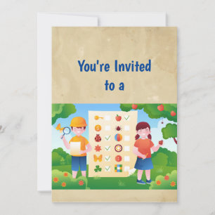 Nom Personnalisé Chasse au trésor Invitation Anniv