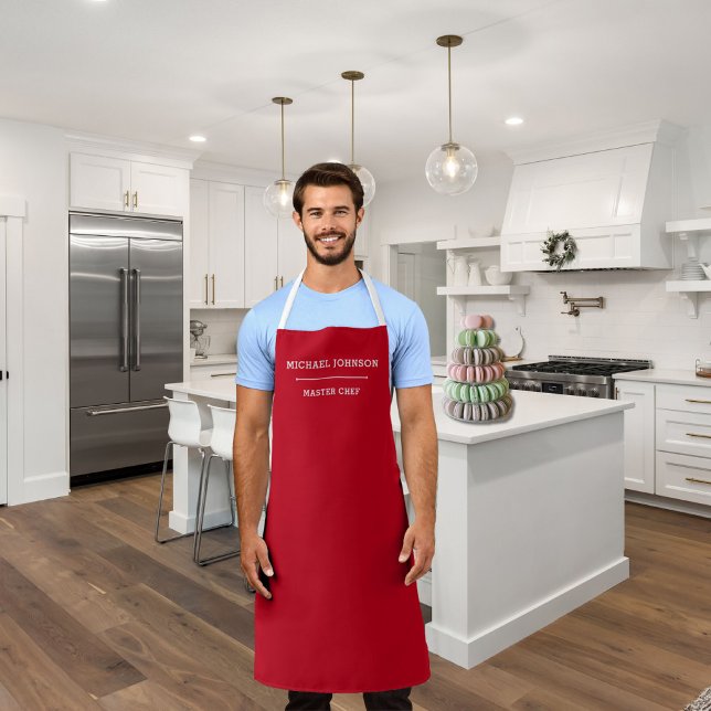 Nom personnalisé Chef principal Tablier rouge et b (Créateur téléchargé)