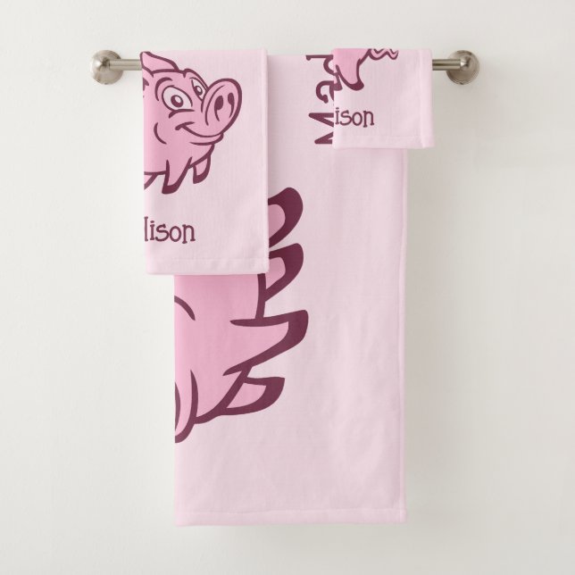 Nom personnalisé & Cochon volant couleur (En situation)