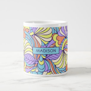 Nom personnalisé Colorful Doodles jumbo mug