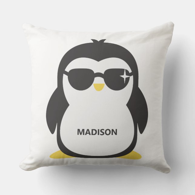 Nom personnalisé cool pingouin lancer oreillers (Recto)