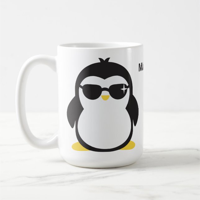 Nom personnalisé cool pingouin tasses (Gauche)