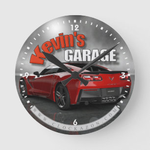 Nom personnalisé Corvette Garage Horloge