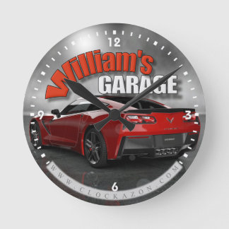 Nom personnalisé Corvette Garage Horloge