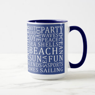 Nom personnalisé & Couleur Beach House tasses
