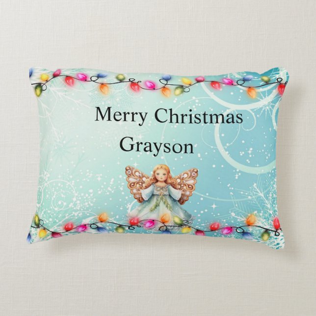 Nom personnalisé Coussin de l'accent de Noël (Dos)