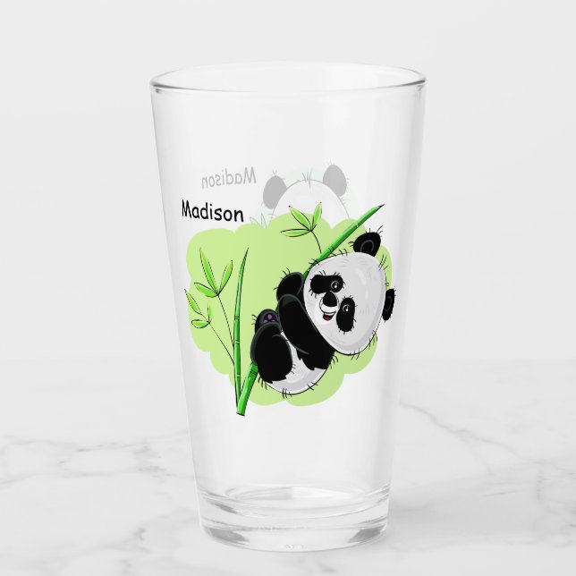 Nom personnalisé Cute Pandas pint verre 2/2 (Devant)
