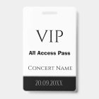 Nom personnalisé Date VIP All Access Pass Badge de