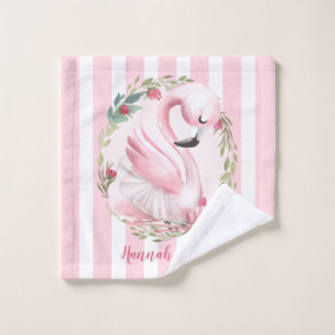 Nom personnalisé de cygne de rose d'aquarelle