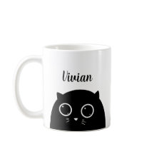 Nom personnalisé de l'Amoureux des chats noir Mug