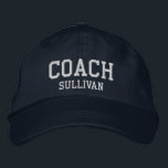 Nom personnalisé de l'entraîneur Casquette brodé -<br><div class="desc">Custom Coach Hat from Called : Fully customizable unisex baseball hat/baseball cap embroidered with name Coach and personalized with the Coach's last name. Shown est la plus belle des femmes. Other hat colors and styles available. #CoachHat #Sports</div>