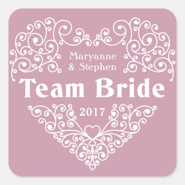 Nom personnalisé de l'équipe Mariée et autocollant (Devant)