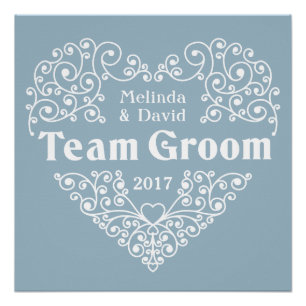 Nom personnalisé de Team Groom et affiche mariage