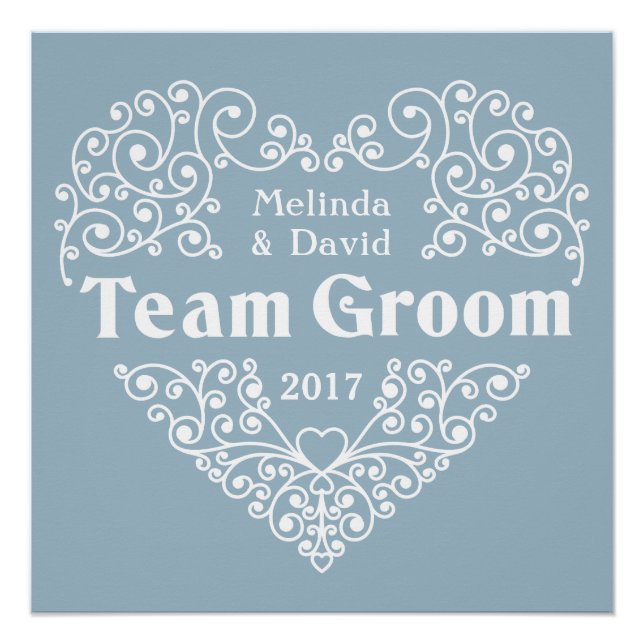Nom personnalisé de Team Groom et affiche mariage  (Devant)