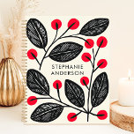 Nom personnalisé des botaniques en gras<br><div class="desc">Découvrez l'énergie vibrante de la nature avec ce planificateur saisissant. Des feuilles noirs audacieux et des baies crimson dansent à travers la toile crémeuse, créant un design à la fois moderne et intemporel. Imaginez-vous en train de réaliser vos rêves et vos rendez-vous au milieu de cette symphonie botanique. Personnalisez-le avec...</div>