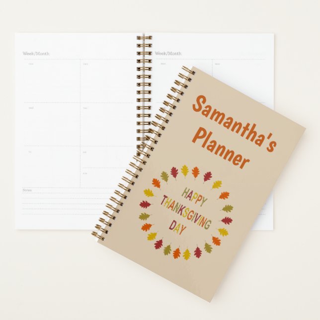 Nom personnalisé des Feuilles de chêne Thanksgivin (Devant avec enveloppe)