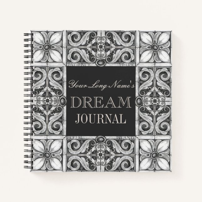 Nom personnalisé Dream Journal noir gris blanc (Devant)