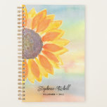Nom personnalisé du tournesol Aquarelle<br><div class="desc">Ce planificateur coloré est décoré d'un tournesol jaune aquarelle et d'une typographie stylisée. Facile à personnaliser avec votre nom, et année. Utilisez l'option Personnaliser supplémentaire pour modifier la taille, le style et la couleur du texte. Parce que nous créons notre oeuvre, vous ne trouverez pas cette image exacte d'autres designers....</div>