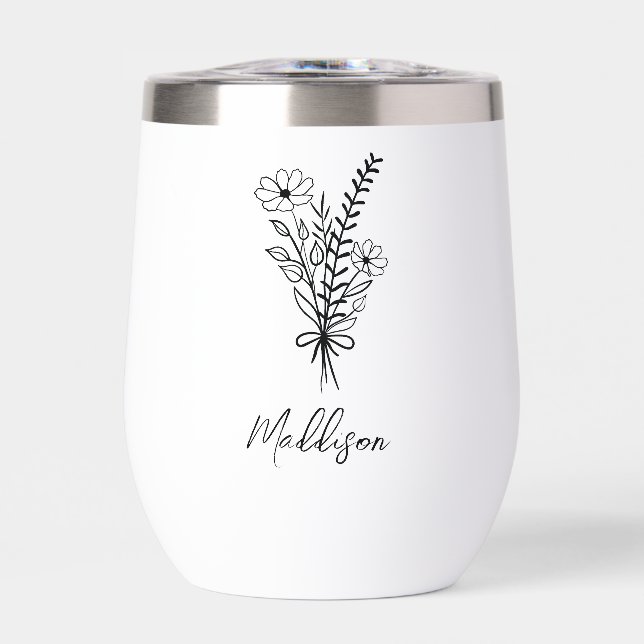 Nom personnalisé, Élégant groupe de fleurs typogra (Avant)