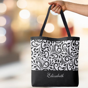 Nom personnalisé Élégant Sac mode noir et blanc