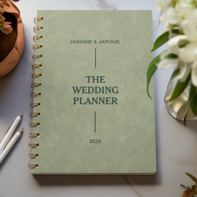Nom personnalisé en cuir vert Wedding planner (Créateur téléchargé)