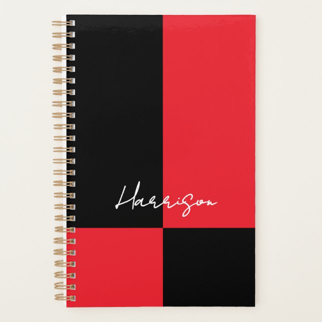 Nom personnalisé en écriture bloc de couleur rouge (Devant)