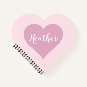 Nom personnalisé en forme de coeur Carnet rose