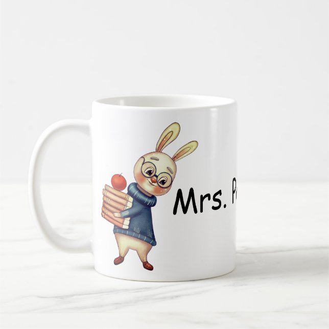 Nom personnalisé Enseignant Cadeau Coupe Mug Bunny (Gauche)