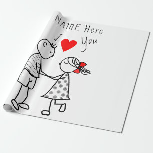 Nom personnalisé Enveloppement Cadeau Papier Coupl