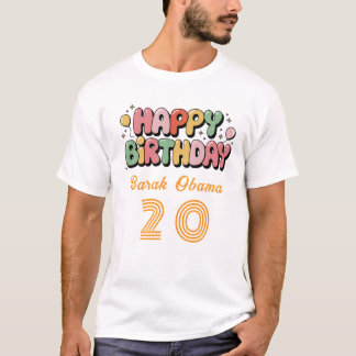 Nom personnalisé et numéro. T-shirt Joyeux Anniver