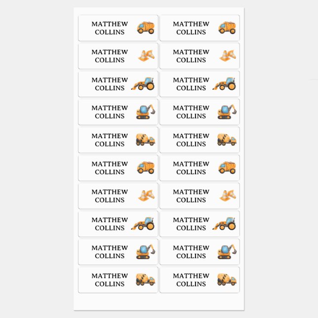 Nom personnalisé étanche Étiquettes Construction (Feuille)