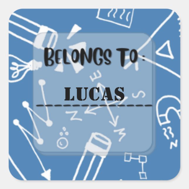 Nom personnalisé Étiquette de l'école Sticker Carr (Devant)