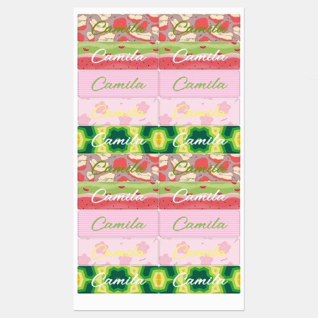 Nom personnalisé Étiquettes pour filles (Feuille)