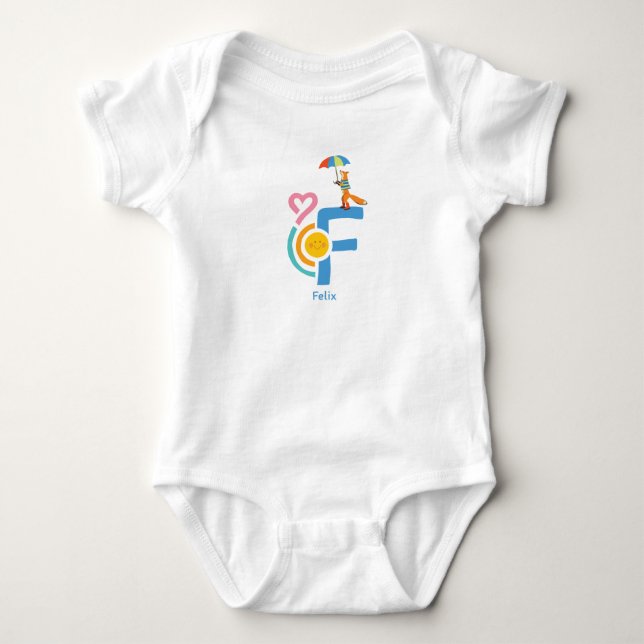 nom personnalisé F Baby Body Strampler (Devant)