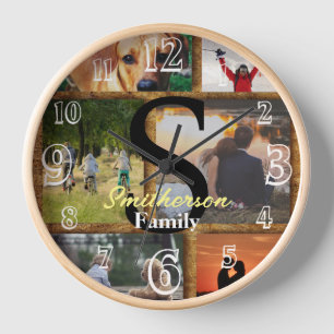 Nom personnalisé Famille Photos Horloge murale