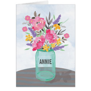 Nom personnalisé Fête des Mères Vase Jar avec fleu