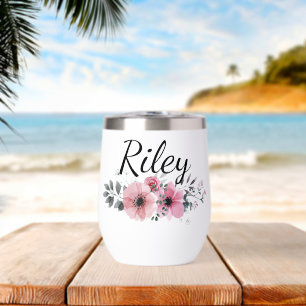 Nom personnalisé Fleur rose personnalisée florale