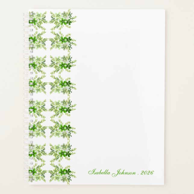 Nom personnalisé Fleurs aquarelle verte  (Devant)