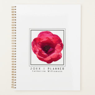 Nom personnalisé floral rose rouge moderne chic