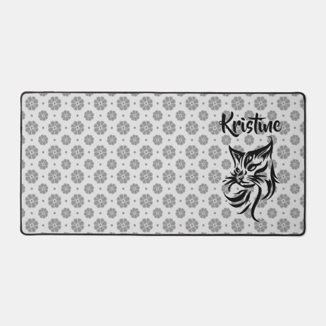 Nom personnalisé Flower Cat Ordinateur Bureau Mat (Recto)