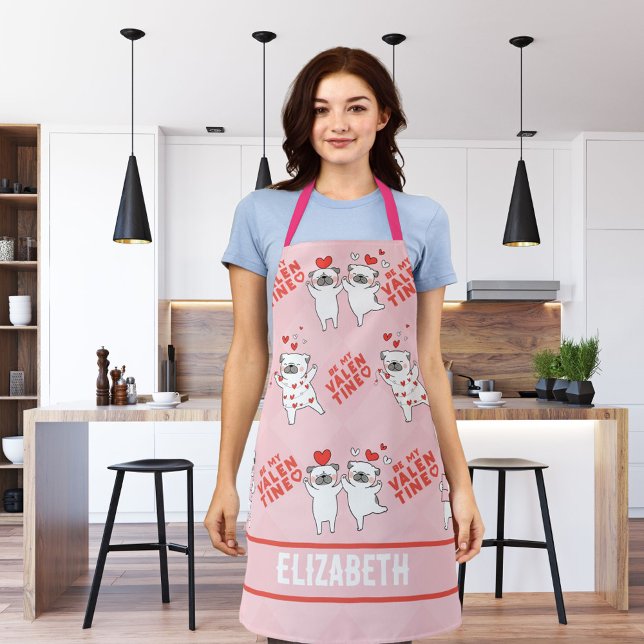 Nom personnalisé Funny Chien rose tablier ( apron with name lovely romantic)