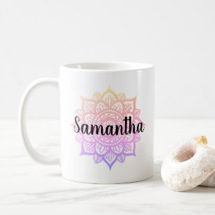 Nom personnalisé Girl Pastel Mandala Mug