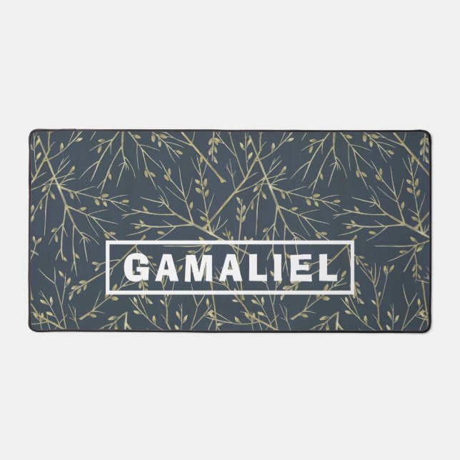 Nom personnalisé Gold Feuilles foncé (Recto)
