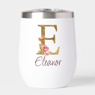 Nom personnalisé Gold Foil Blush rose Roses Lettre