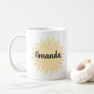 Nom personnalisé Golden Sun Mandala Mug