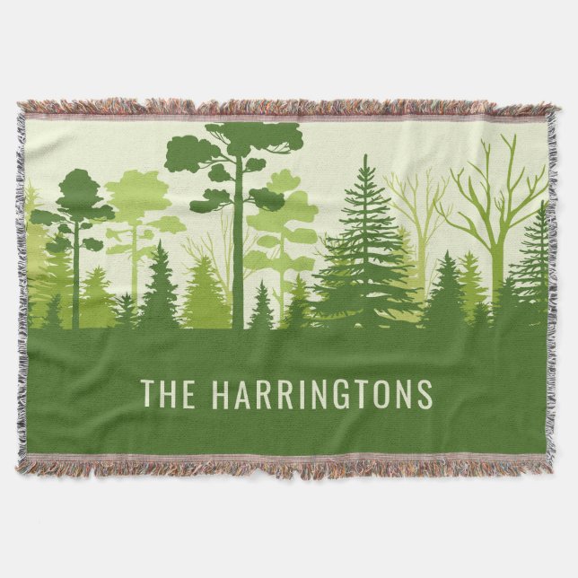 Nom personnalisé Green Forest Jeter une couverture (Devant)
