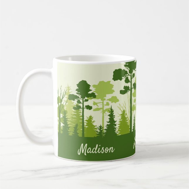 Nom personnalisé Green Forest tasses à café (Gauche)
